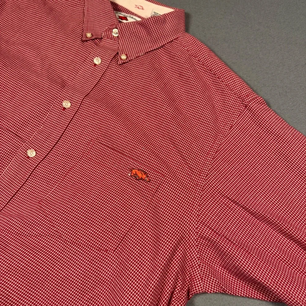 Arkansas Razorbacks XL Red Gingham Button Down Shirt The Razorback Collection - Picture 9 of 13
